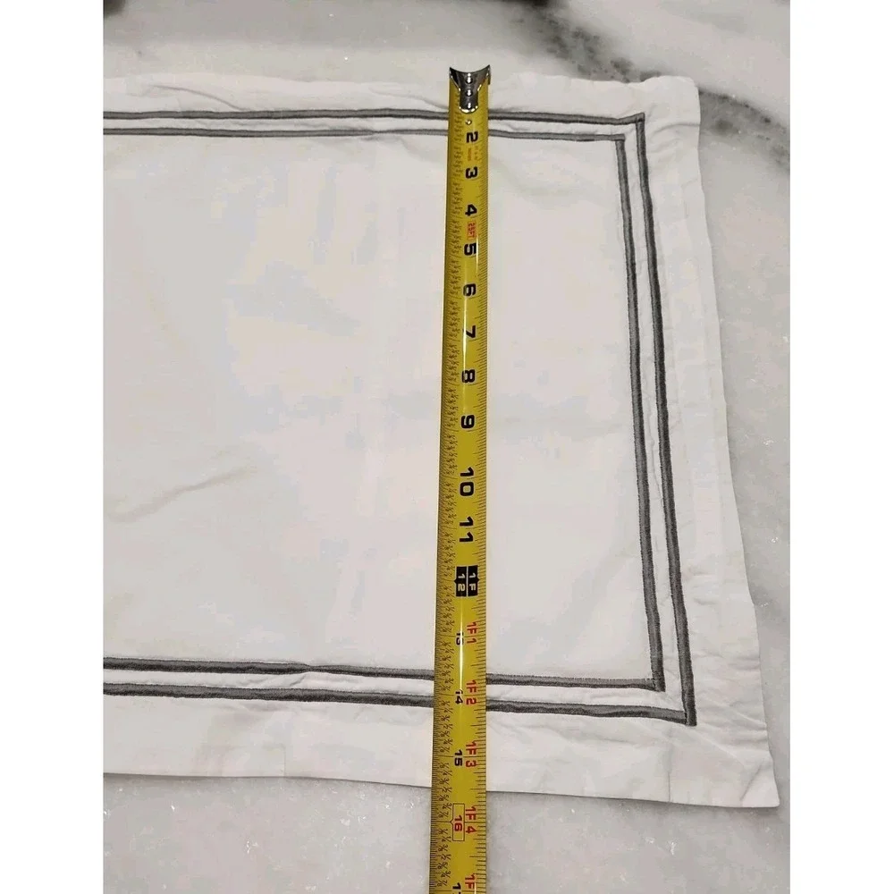 RESTORATION HARDWARE RH 20x16in White Gray Italian Hotel Satin Stitch Boudoir